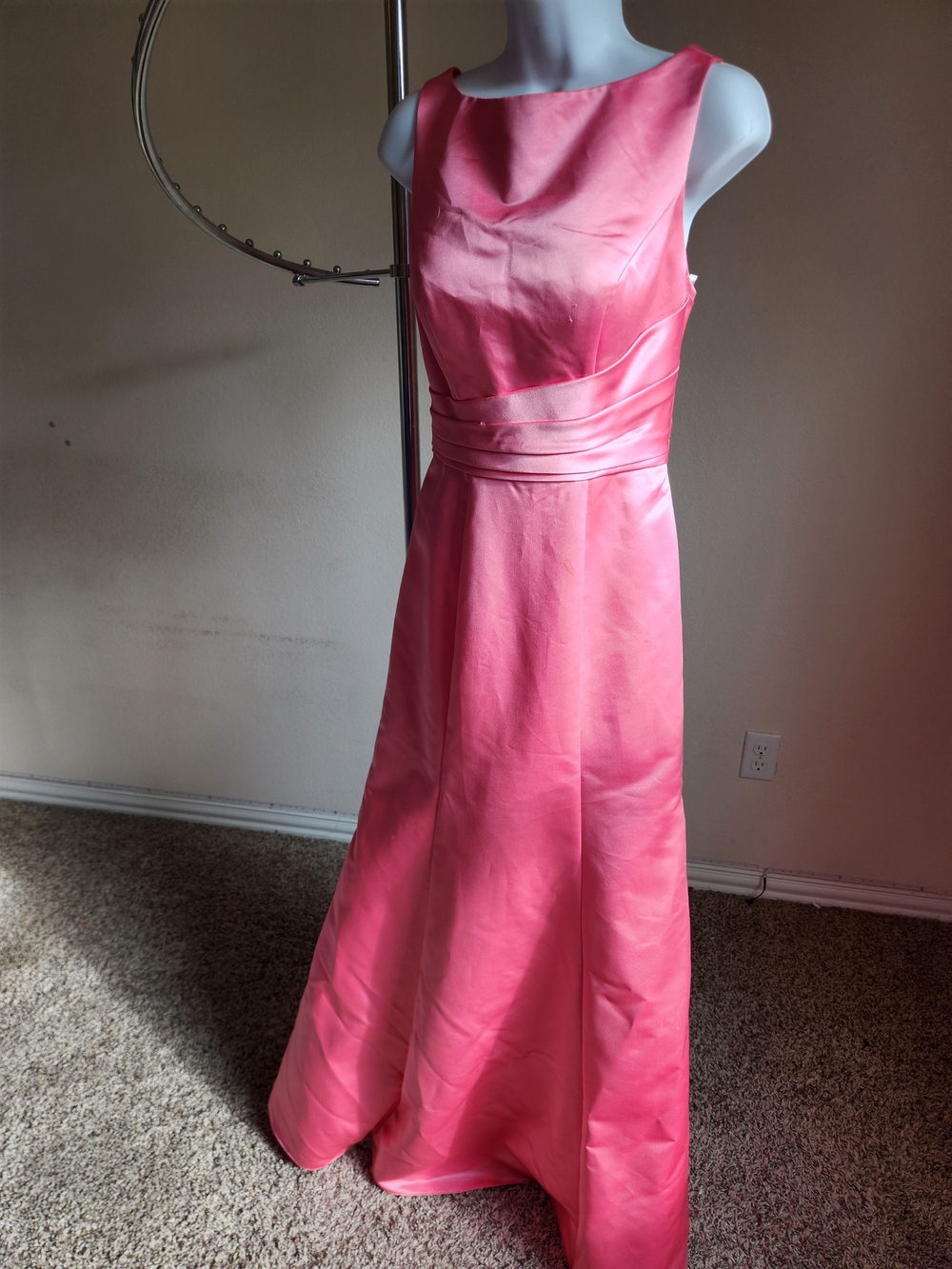 Camille La Vie Coral Pink Satin Maxi Gown